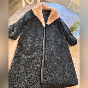 Alaskan custom fur, vintage mink collar sheep coat